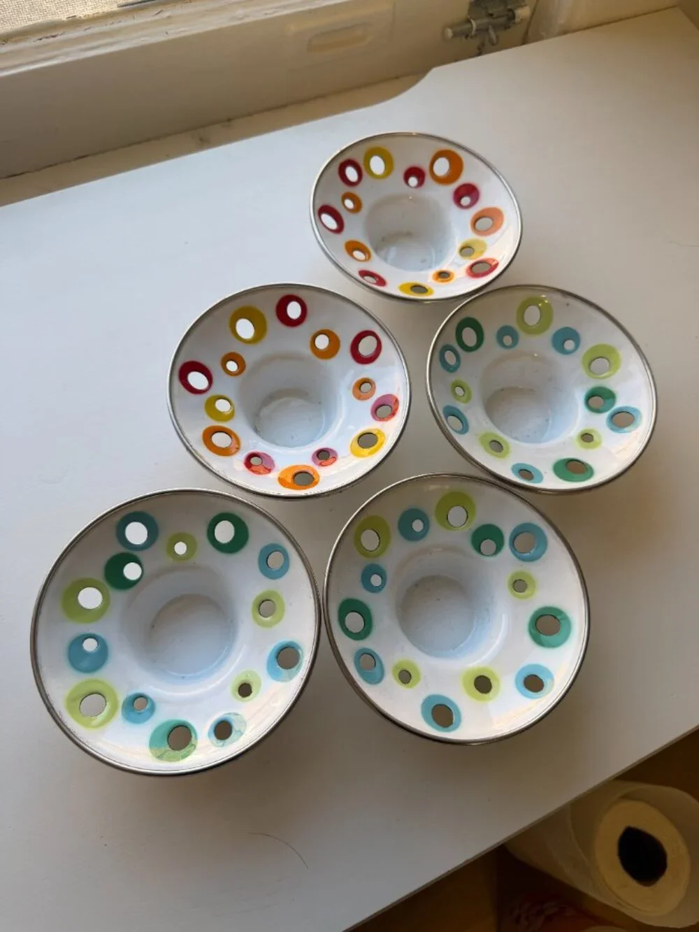 Vintage IKEA Space Age Enameled Metal Tea Light Candle Holders